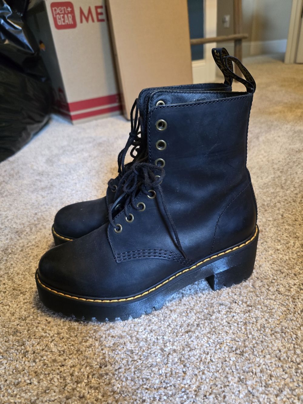 Dr. Martens Black Lace-Up Platform Boots